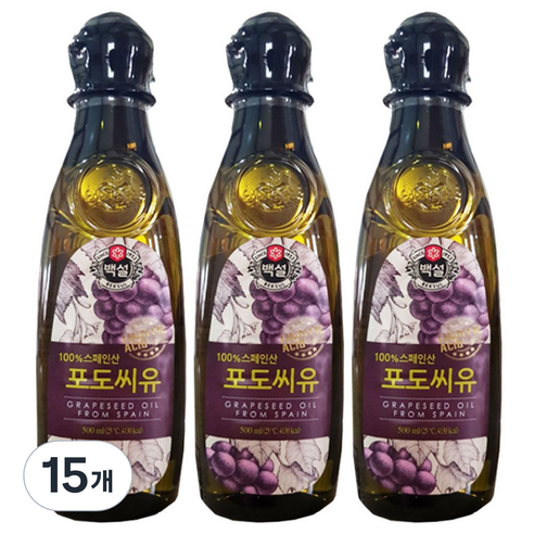 백설 포도씨유, 500ml, 15개