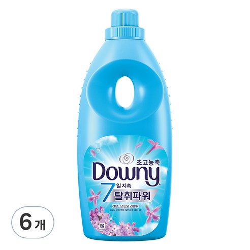 다우니 고농축 섬유유연제 7일 탈취파워 레몬그라스와 라일락향, 1L, 6개