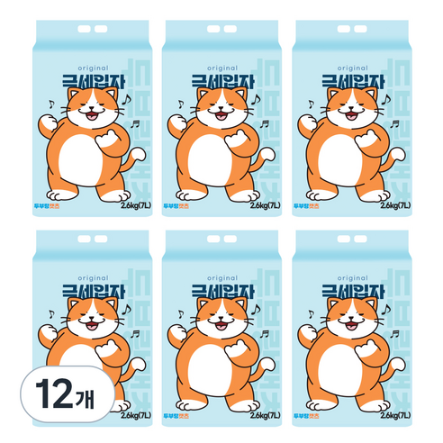 두부랑캣츠 극세입자 오리지날 고양이 모래 2.6kg, 12개, 오리지널