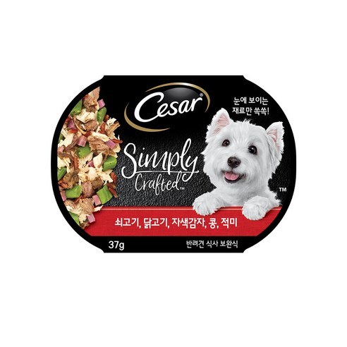 시저 심플리 쇠고기 닭고기 자색감자 강아지습식사료, 닭, 37g, 1개