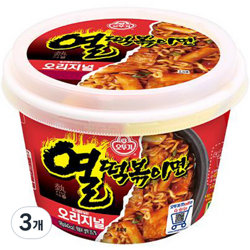 오뚜기 열떡볶이면 오리지널 용기 196g, 3개