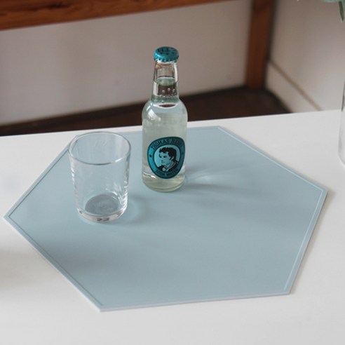 에이드엘 헥사곤 실리콘 테이블매트, 스카이 블루, 395 x 343 mm
