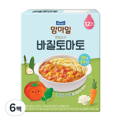 맘마밀 안심소스 바질토마토 2p, 80g, 6팩