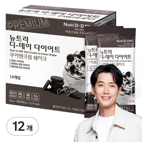 뉴트리디데이 다이어트 쉐이크 쿠키앤크림 14포, 350g, 12개