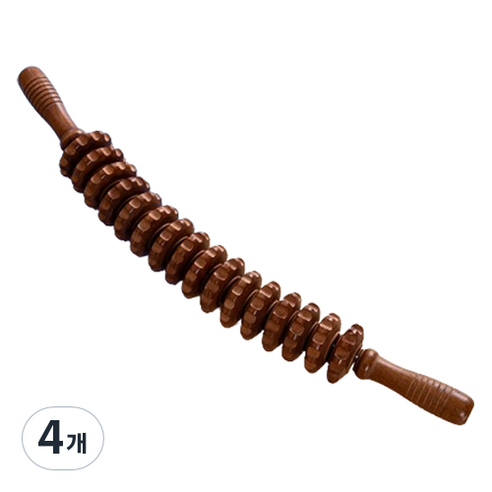 모두의시작 원목 나무 마사지 롤러, 브라운, 4개