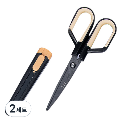 투코비 다기능 분리형 가위 + 커터칼 세트, 블랙, 2세트