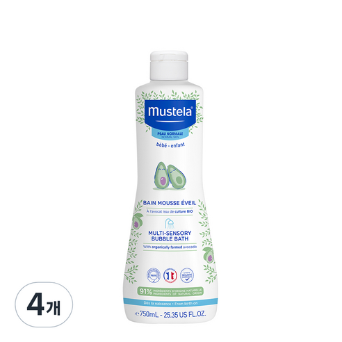 무스텔라 멀티 센서리 버블 배스, 750ml, 4개