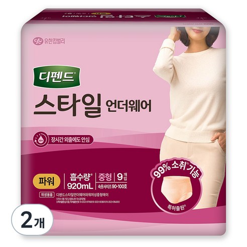 디펜드 스타일 언더웨어 여성 파워 중형 9개입, 2개