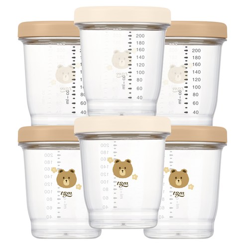 티지엠 에코젠 이유식 보관 용기 220ml x 3p 세트, 탠브라운 + 탠브라운 + 아이보리, 2세트