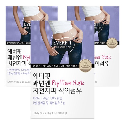 에버핏 쾌변엔 차전자피 식이섬유, 180g, 3개