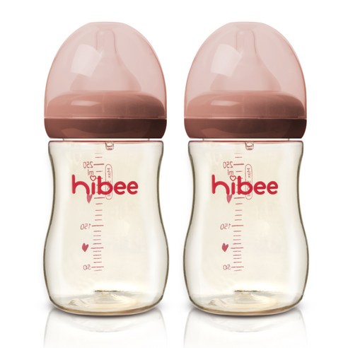 하이비 PPSU 젖병 300ml x 2p, M(3개월이상), 브라운, 2개