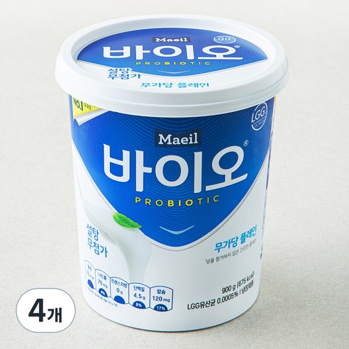 매일바이오 무가당 플레인, 900g, 4개