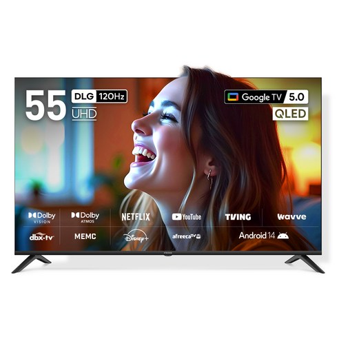 프리즘코리아 4K UHD QLED 구글 5 AI DLG120Hz 스마트TV, 138.6cm(55인치), CP55G5Q, 벽걸이형, 방문설치