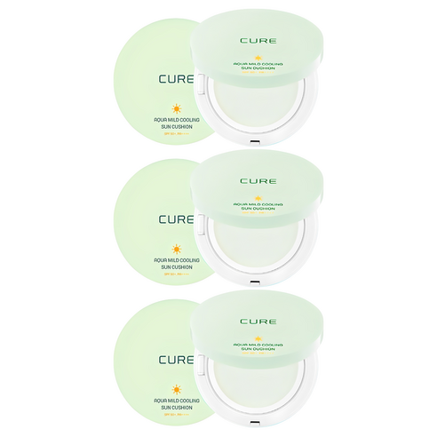 김정문알로에 아쿠아 마일드 쿨링 선쿠션 SPF50+ PA++++, 25g, 3개