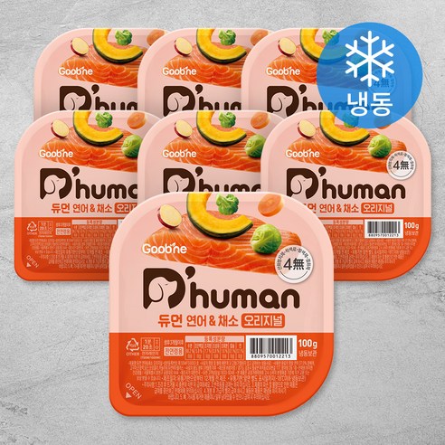 듀먼 전연령용 강아지 오리지널 화식사료, 연어+채소, 100g, 7개