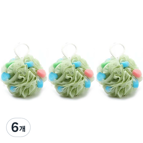 레인보우 버블 샤워볼, 그린, 1개입, 6개