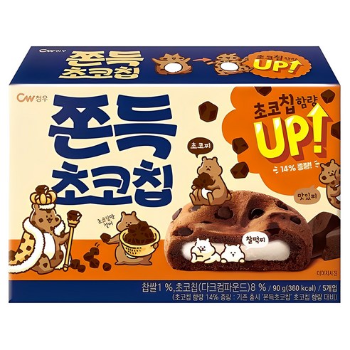 청우식품 쫀득 초코칩 쿠키, 90g, 1개 과자/초콜릿/시리얼