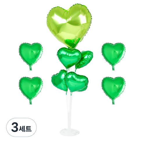 파티쇼 풍선꽂이장식세트 70cm, 하트라임그린, 3세트