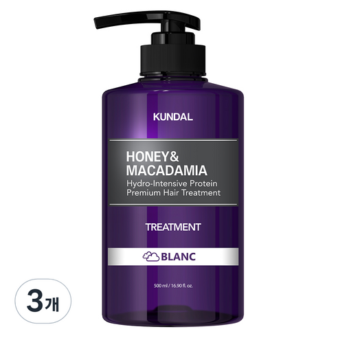 쿤달 허니 앤 마카다미아 헤어 트리트먼트 블랑향, 500ml, 3개