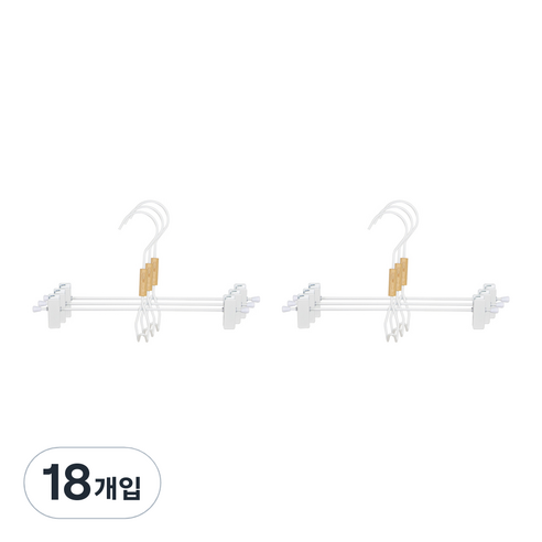모노플랫 원목 포인트 집게 옷걸이, 화이트  + 우드, 18개입