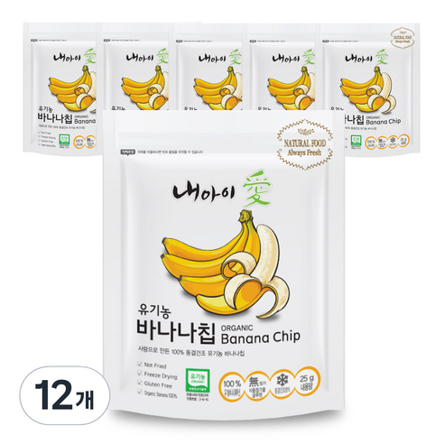 내아이애 동결건조 과일칩, 25g, 12개