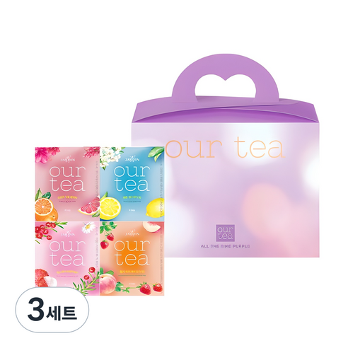아워티 올 더 타임 퍼플 선물세트, 3세트, 레몬 얼그레이 티 + 오렌지 자몽 블랙티 + 핑크 리치 캐모마일 티 + 딸기 피치 루이보스 티