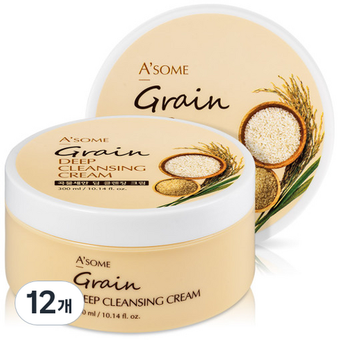 ASOME 곡물세안 딥 클렌징크림, 300ml, 12개