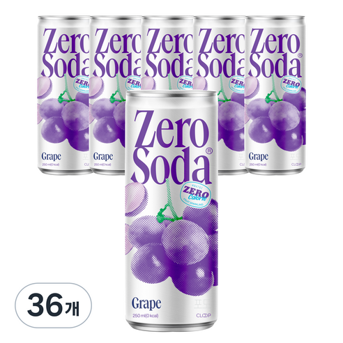클룹 제로소다 포도, 250ml, 36개