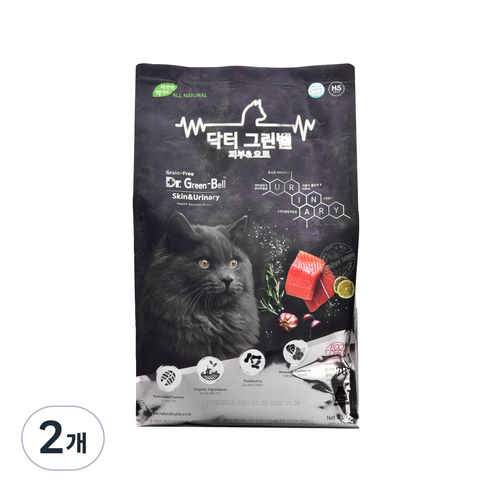 닥터그린벨 케어켓2 건식사료, 유리너리+피부/피모, 1.5kg, 2개