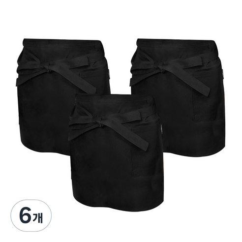 온코지 생활방수 하프 스타일 앞치마, 블랙, 6개