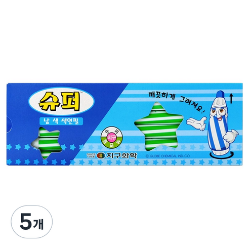 지구화학 슈퍼 색연필 낱색 연두 12p, 5개, 1색
