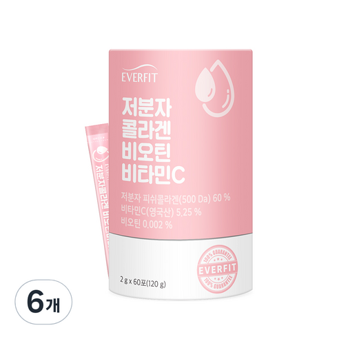 에버핏 어린 저분자 콜라겐 비오틴 비타민C 60포, 120g, 6개