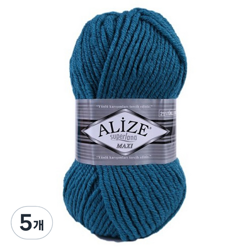 alize yarna 슈퍼라나 맥시 뜨개실, 212 데님블루, 5개