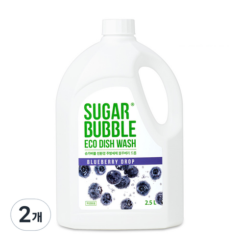 슈가버블 친환경 주방세제 블루베리 드롭, 2.5L, 2개