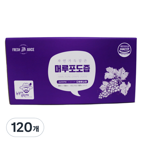 농부야부탁해 머루포도즙, 100ml, 120개