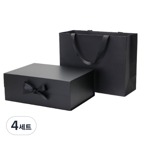 인디케이 기프트박스 쇼핑백 중, 블랙, 4세트