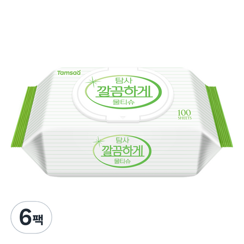 탐사 깔끔하게 물티슈, 100매, 6개