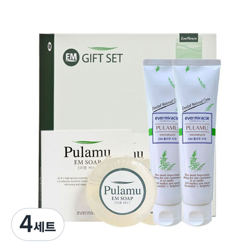 풀라무 EM 치약 2p + 투명 비누 2p 세트, 4세트