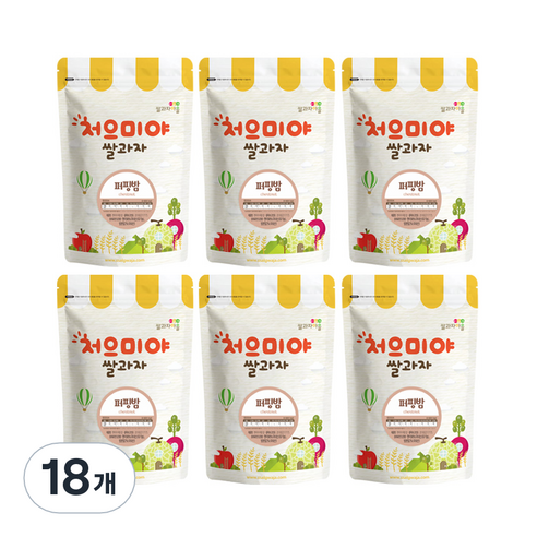 쌀과자마을 처으미야 퍼핑 과자, 밤, 18개, 50g
