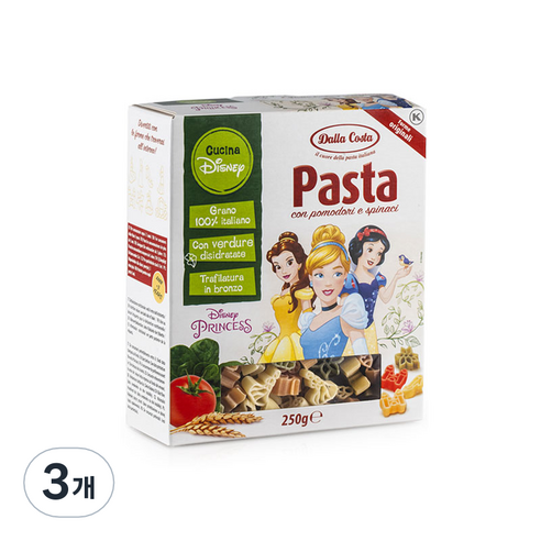 달라코스타 디즈니 프린세스 토마토 시금치 파스타, 250g, 3개