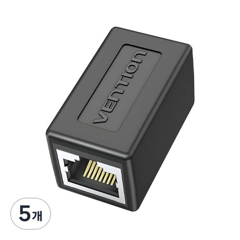 벤션 CAT6 FTP 랜연장 젠더 RJ45 키스톤 잭 커플러, 블랙, 5개, 37.2mm