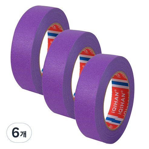 다다 칼라 마스킹 종이테이프 20mm x 15m, 퍼플, 6개