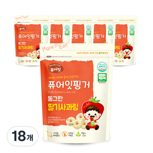 퓨어잇 핑거 동그란 야채링 40g, 딸기사과, 18개
