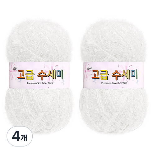 yarna 고급 수세미 뜨개실, 101 흰색, 4개