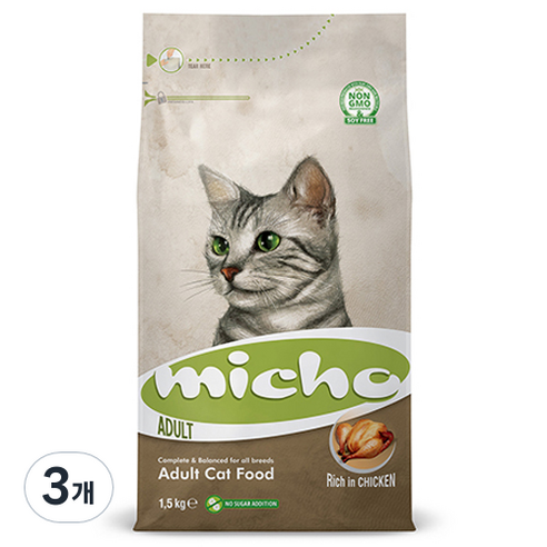 미쵸 어덜트 캣 치킨, 닭, 1.5kg, 3개