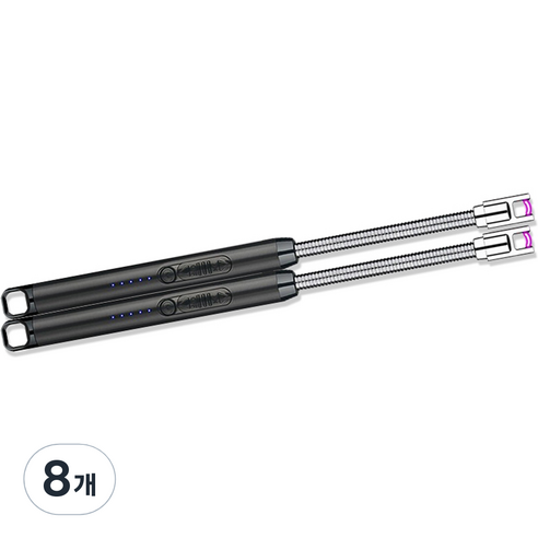 노바리빙 플렉시블 USB 충전식 플라즈마 라이터, 블랙, 8개