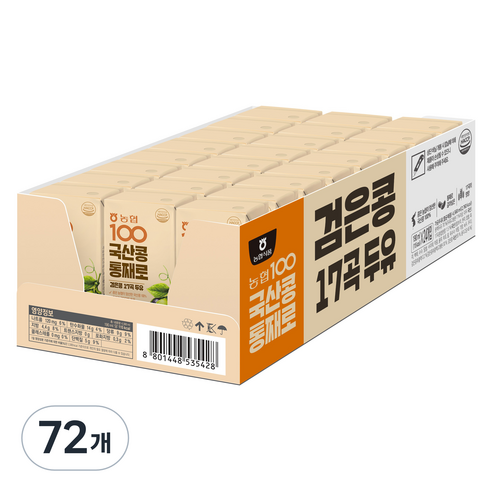 농협100 농협식품 국산콩 통째로 검은콩 17곡두유, 72개, 190ml
