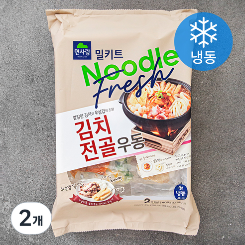 면사랑 김치전골우동 밀키트 2인분 (냉동), 808g, 2개