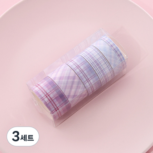 해피제이 다꾸 벽꾸미기 파스텔 체크 마스킹테이프 6종 세트, 3세트, 3 퍼플