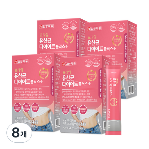 일양약품 프라임 유산균 다이어트 플러스, 30포, 90g, 8개